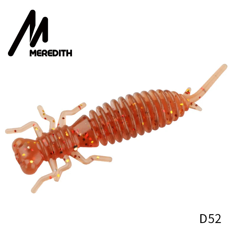 MEREDITH 10pcs Larva Fishing Lures 50mm 0.9g Soft Plastic Lures Larva Freshwater Swimbaits Silicone Soft Bait Worm For Fishing