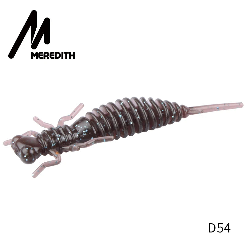 MEREDITH 10pcs Larva Fishing Lures 50mm 0.9g Soft Plastic Lures Larva Freshwater Swimbaits Silicone Soft Bait Worm For Fishing
