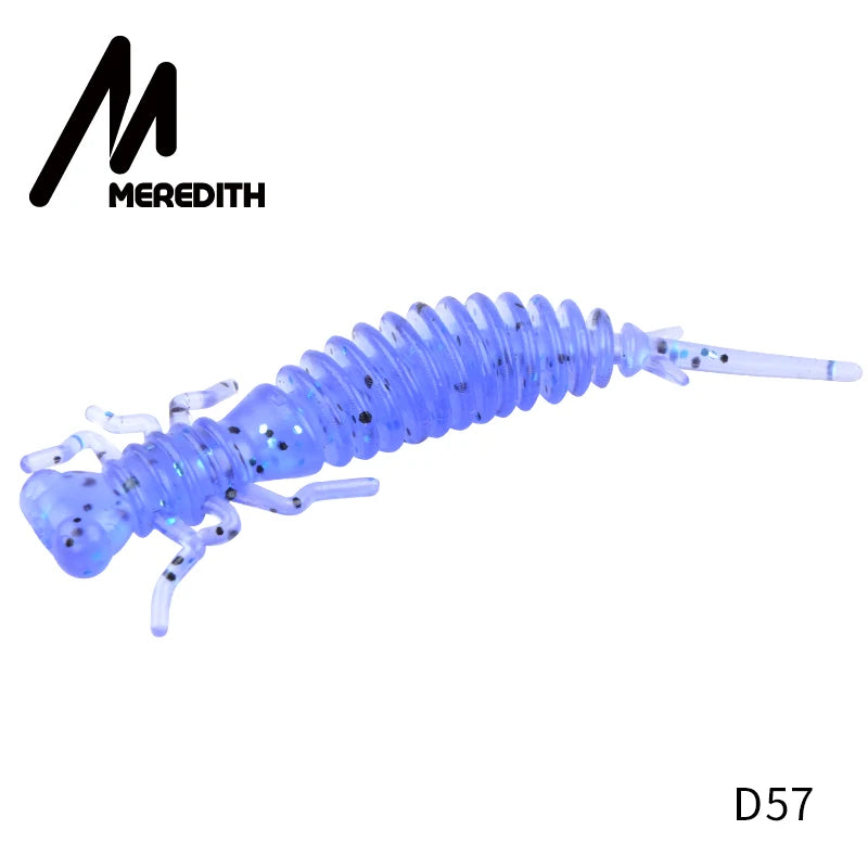 MEREDITH 10pcs Larva Fishing Lures 50mm 0.9g Soft Plastic Lures Larva Freshwater Swimbaits Silicone Soft Bait Worm For Fishing