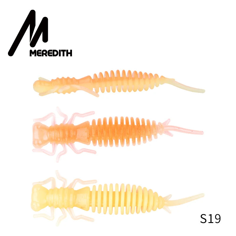 MEREDITH 10pcs Larva Fishing Lures 50mm 0.9g Soft Plastic Lures Larva Freshwater Swimbaits Silicone Soft Bait Worm For Fishing