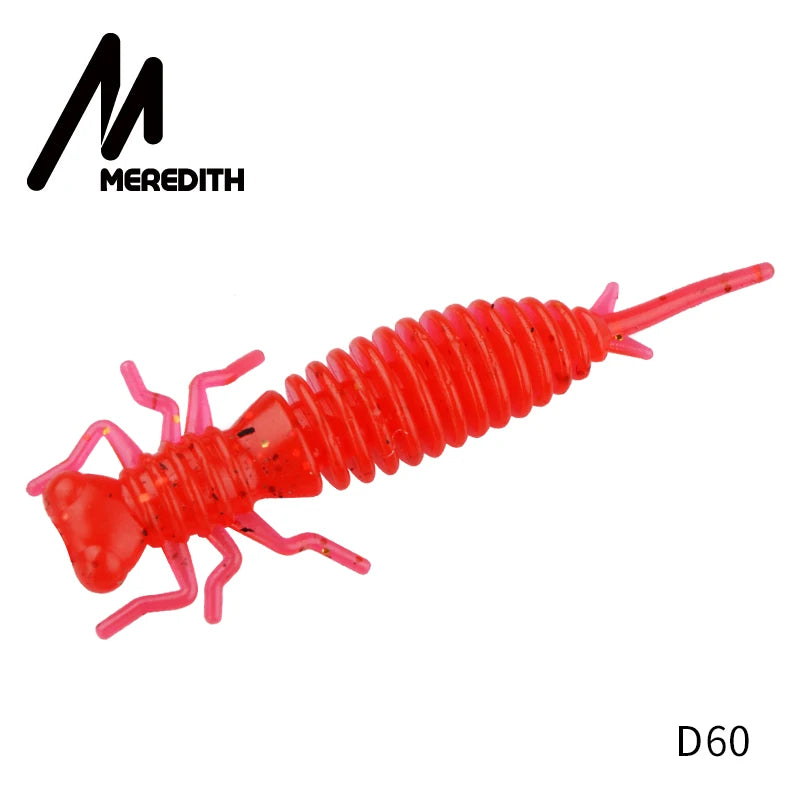MEREDITH 10pcs Larva Fishing Lures 50mm 0.9g Soft Plastic Lures Larva Freshwater Swimbaits Silicone Soft Bait Worm For Fishing