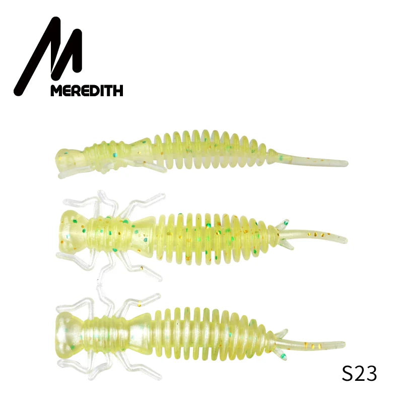 MEREDITH 10pcs Larva Fishing Lures 50mm 0.9g Soft Plastic Lures Larva Freshwater Swimbaits Silicone Soft Bait Worm For Fishing