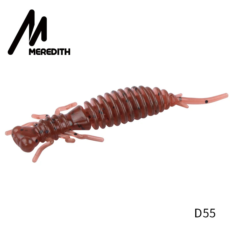 MEREDITH 10pcs Larva Fishing Lures 50mm 0.9g Soft Plastic Lures Larva Freshwater Swimbaits Silicone Soft Bait Worm For Fishing