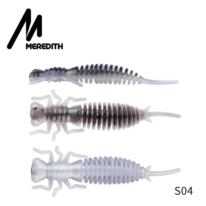 MEREDITH 10pcs Larva Fishing Lures 50mm 0.9g Soft Plastic Lures Larva Freshwater Swimbaits Silicone Soft Bait Worm For Fishing