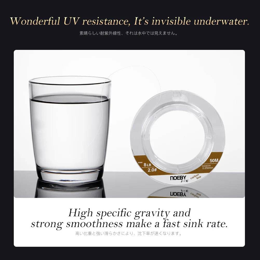 NOEBY Shock Leader 50m – Carbon Fibre Fluorocarbon - Fish & Cheaps | Fishing & Outdoor Gear