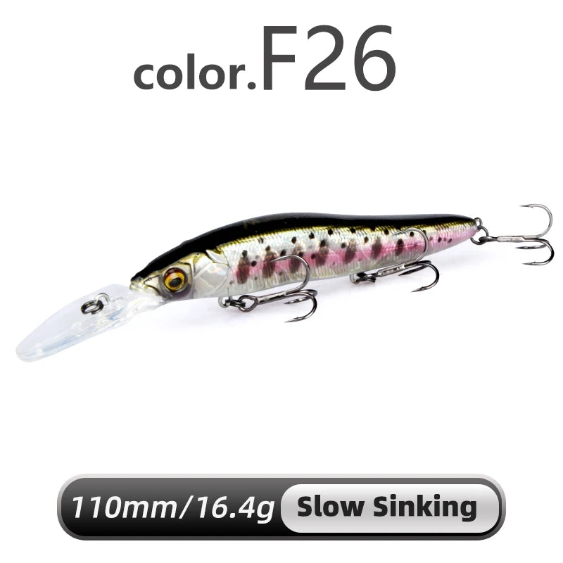 MEREDITH Minnow Wobbler Fishing Lures 110mm Artificial Hard Bait Depth 0-3m bait Jerk Bass Pike Baits Slow Sinking or Flaoting
