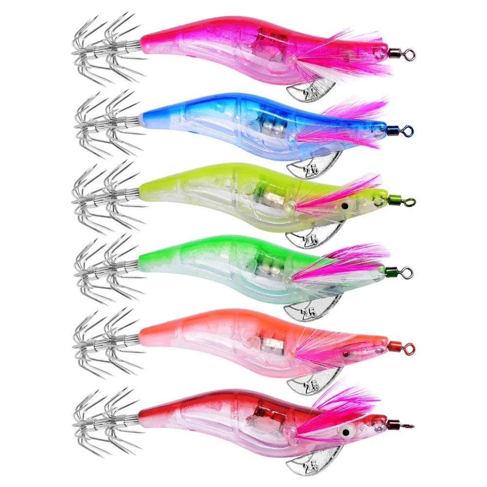 PROBEROS Luminous Battery Squid Jigs – 6 Pack - Fish & Cheaps | Fishing & Outdoor Gear