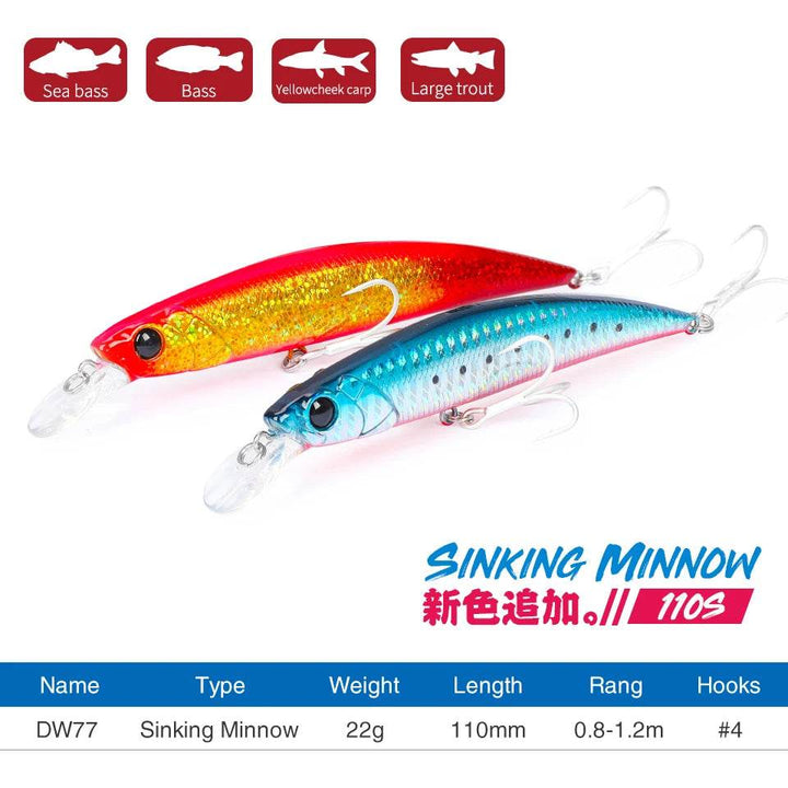 TSURINOYA 110S Long Casting Sinking Minnow - Fish & Cheaps | Fishing & Outdoor Gear