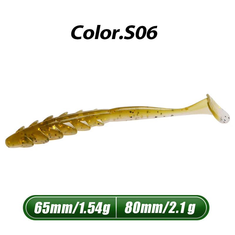 MEREDITH Crazy Shiner II Soft Lure 65mm 80mm Fishing Lure Shad Silicone Baits T-tail Wobblers Swimbait Artificial leurre souple