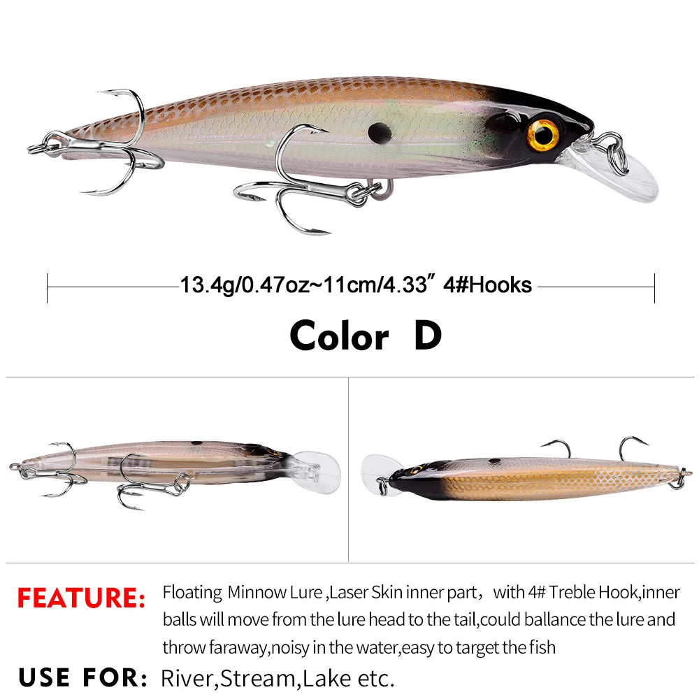 13.4g11cm Swimbaits Bass Big Fish Crankbaits Fishing Lure  Floating Depth: 0.6-1.8m Wobblers for Pike Minnow Lure Fishing Tackle