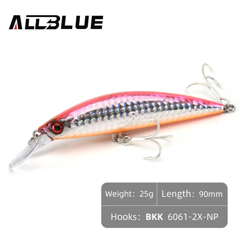 ALLBLUE Heavy Weight Minnow 90mm/110mm Sinking Jerkbait Longcast Fishing Lure Saltwater Sea Bass Plastic Artificial Bait Tackle