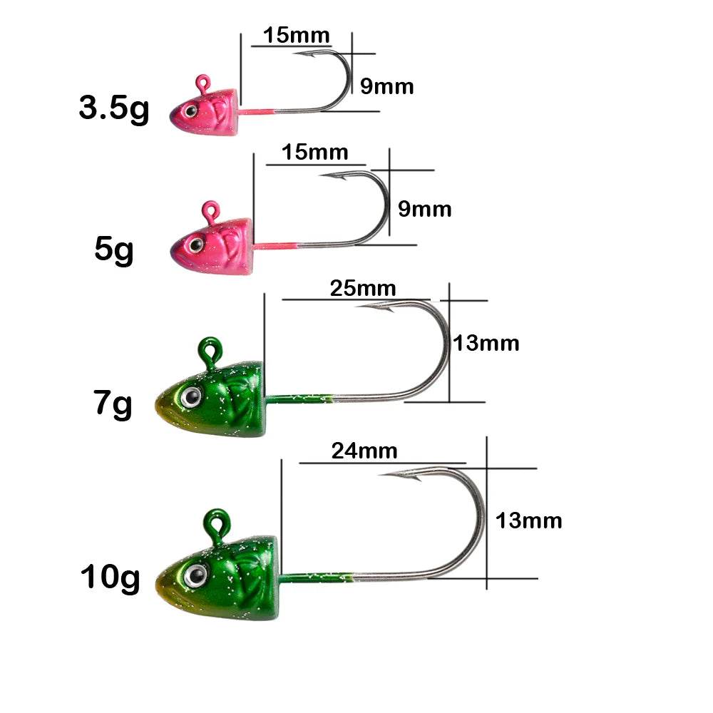 JOHNCOO Jig Head Soft Lure Hook Pack - Fish & Cheaps | Fishing & Outdoor Gear