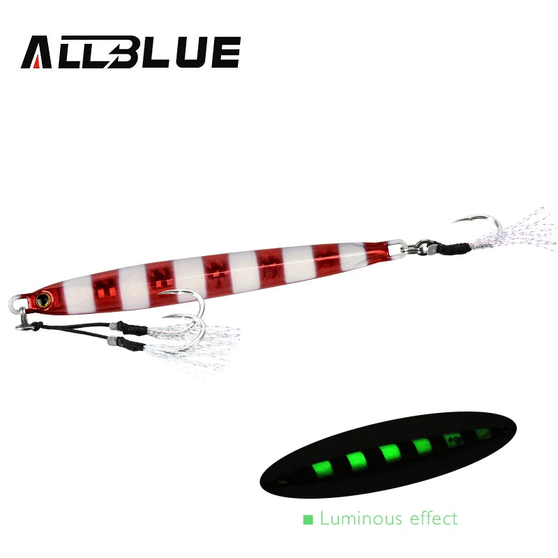 ALLBLUE SLOWER Long Metal Jig Fishing Lure Slow Cast Jigging Spoon 20G 30G 40G 60G Artificial Shore Metal Bait Sea Tackle