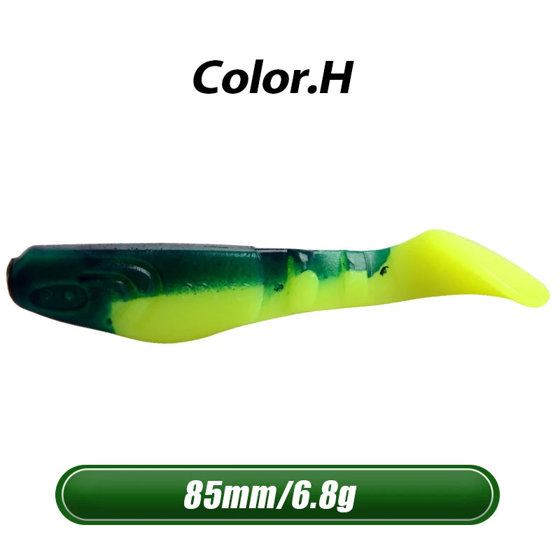 MEREDITH 8.5cm 6.8g 8pcs Set of 3 Predator Tackle Soft Plastic Jig Heads Pike Lures Fishing Soft Lures