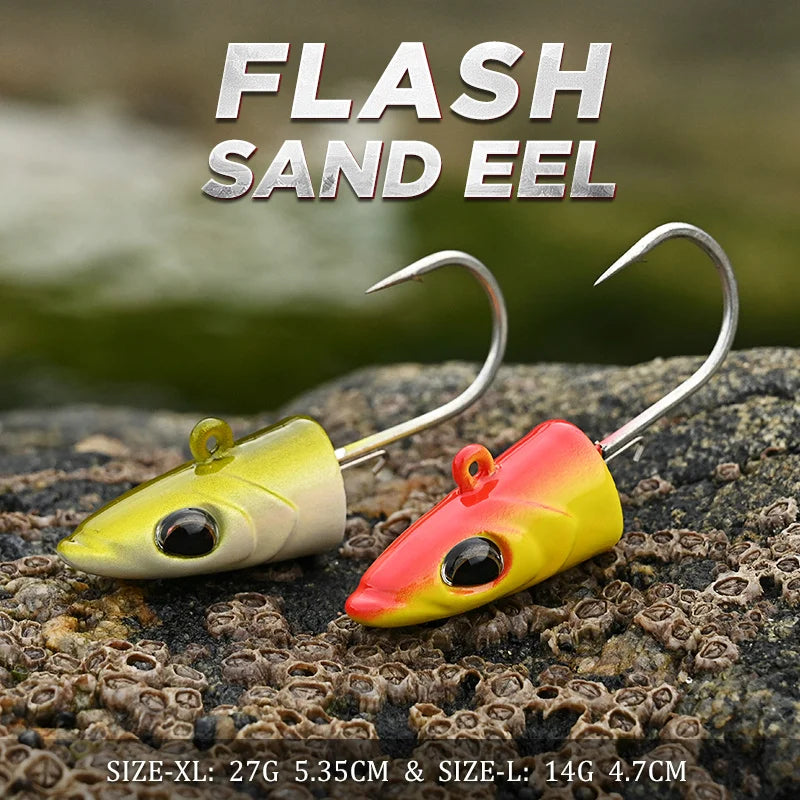 BLUX FLASH SAND EEL 14G/27G Soft Fishing Lure Tail Jig Head Hook Minnow Artificial Bait Saltwater Sea Bass Swimbait Tackle Gear