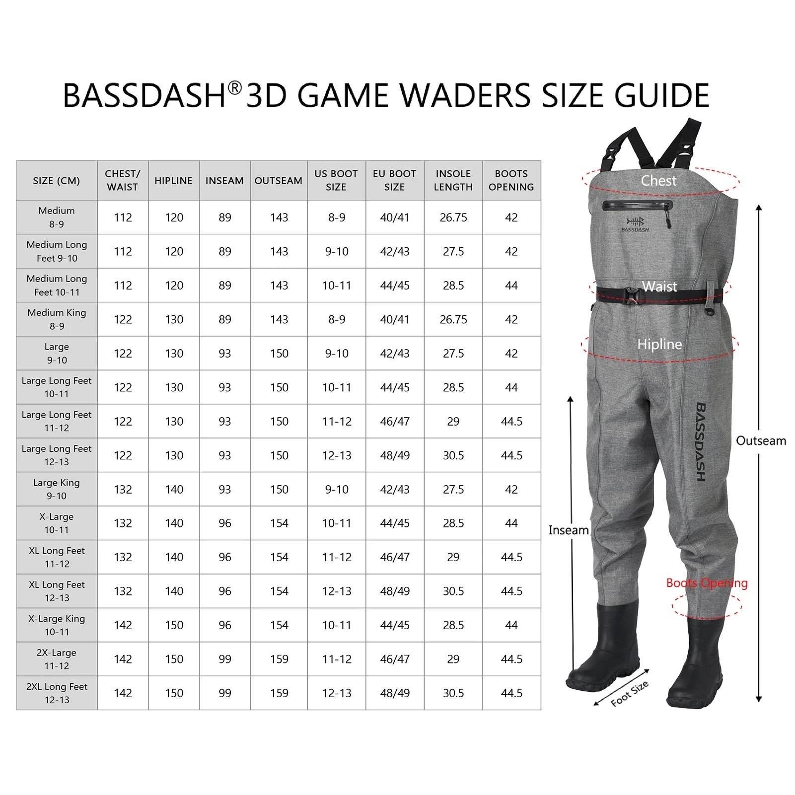 Bassdash 3D Boot Foot Chest Wader - Fish & Cheaps | Fishing & Outdoor Gear