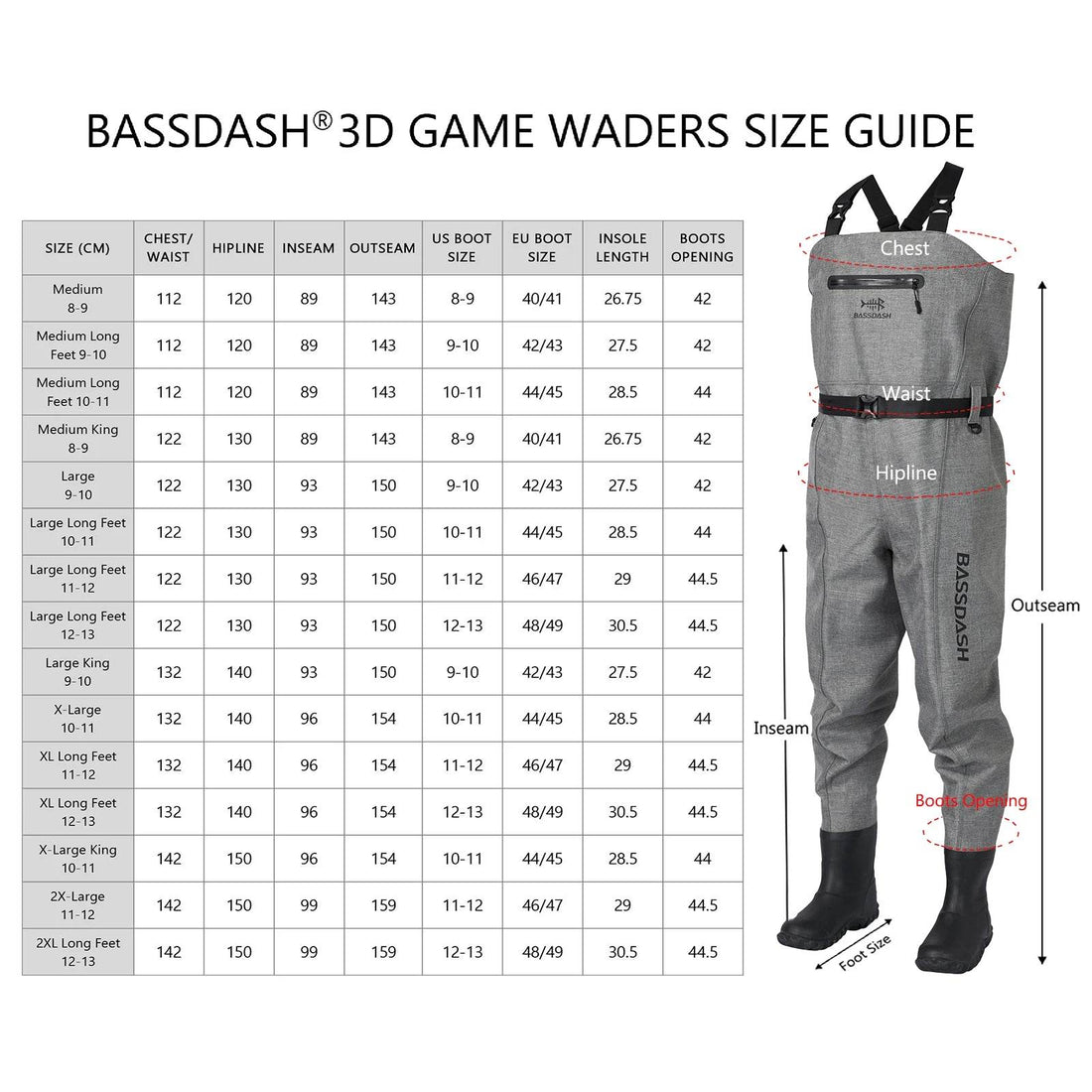 Bassdash 3D Boot Foot Chest Wader - Fish & Cheaps | Fishing & Outdoor Gear