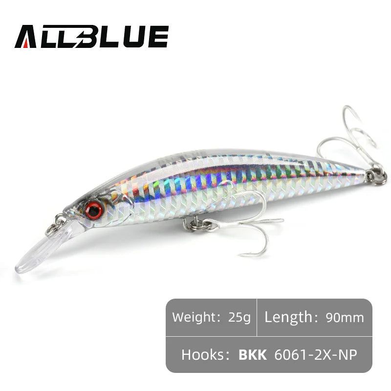 ALLBLUE Heavy Weight Minnow 90mm/110mm Sinking Jerkbait Longcast Fishing Lure Saltwater Sea Bass Plastic Artificial Bait Tackle