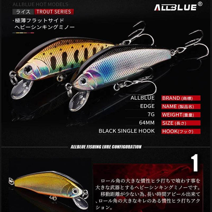 ALLBLUE EDGE 64S – Heavy Sinking Minnow Lure - Fish & Cheaps | Fishing & Outdoor Gear