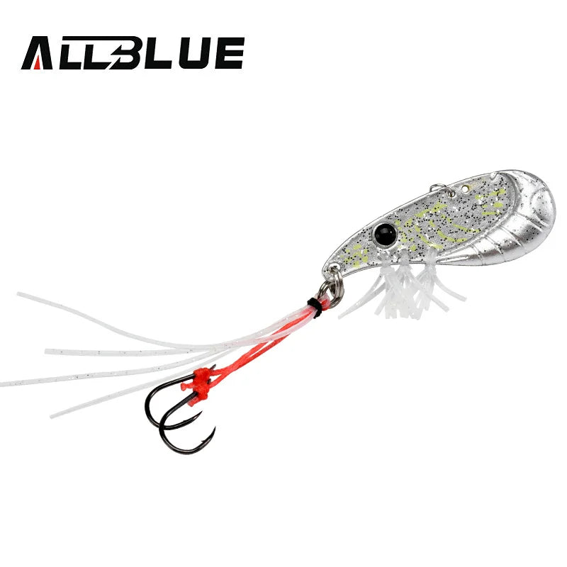 ALLBLUE Crazy Shrimp 7g 14g Metal VIB Sinking Blade Spoon Fishing Lure Bass Artificial Bait With Jig Assist Hook Rubber Skirt