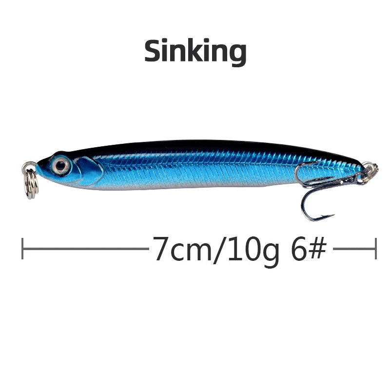 1pcs High Quality Thrill Stick Fishing Lure 8.1g 10g Sinking Pencil Long Casting Shad Minnow Artificial Bait Pike Lures