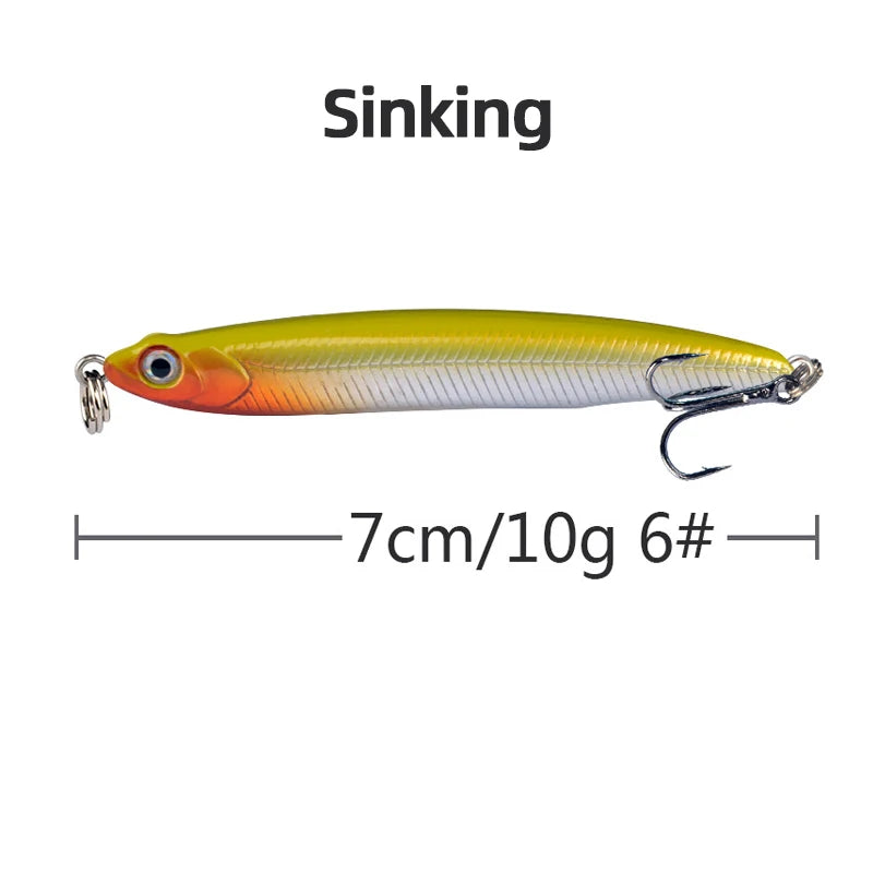 1pcs High Quality Thrill Stick Fishing Lure 8.1g 10g Sinking Pencil Long Casting Shad Minnow Artificial Bait Pike Lures