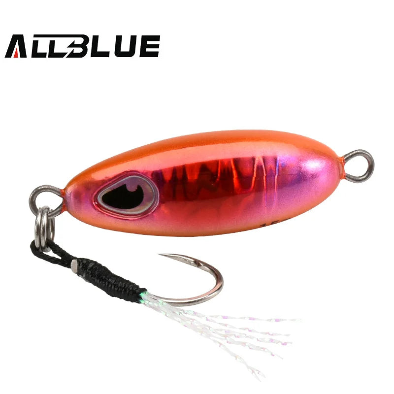 ALLBLUE Slow Drop 7G 10G 15G Micro Cast Metal Jig Shore Casting Jigging Spoon Saltwater Fishing Lure Artificial Bait Tackle