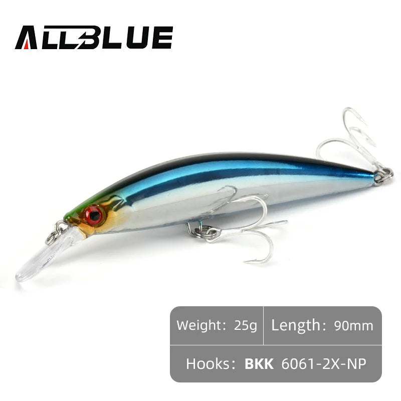 ALLBLUE Heavy Weight Minnow 90mm/110mm Sinking Jerkbait Longcast Fishing Lure Saltwater Sea Bass Plastic Artificial Bait Tackle