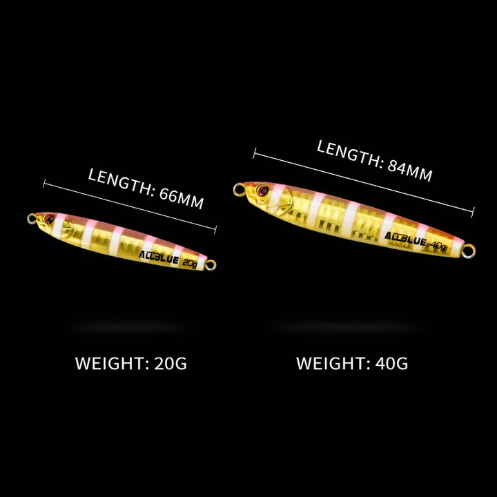 ALLBLUE 3D Minnow Metal Casting Jig Spoon 20G 40G Off Shore Drag Cast Jigging Artificial Bait Sea Bass Lure Fishing Tackle