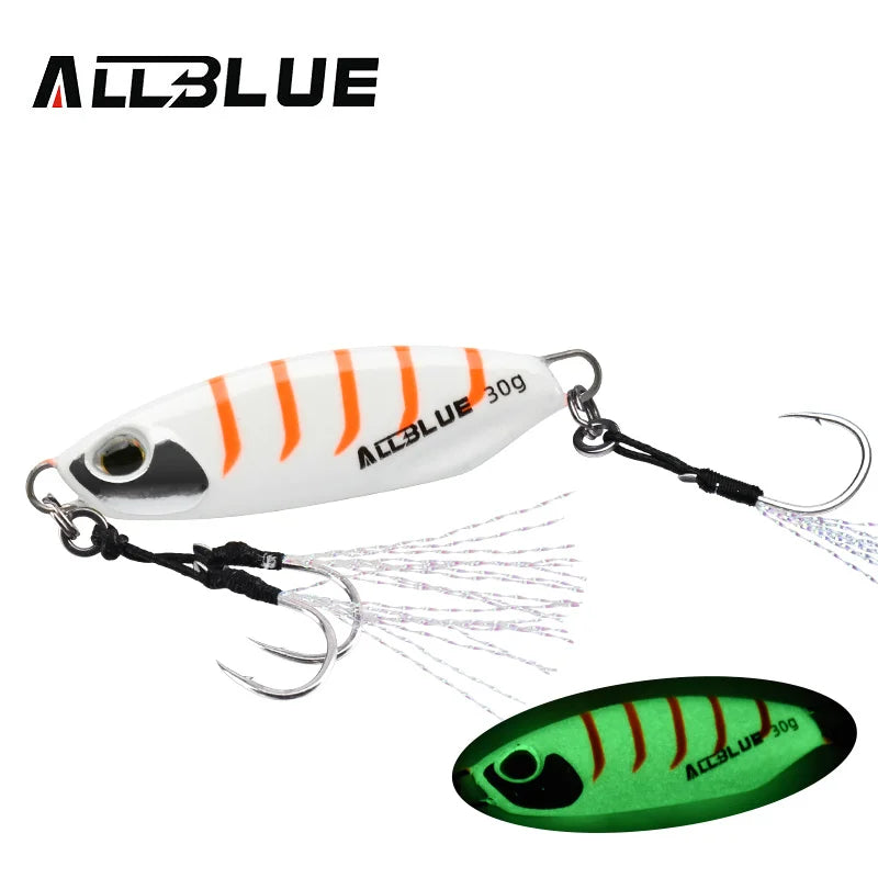 ALLBLUE New DRAGER SLOW Cast Metal Jig Fishing Lure Jigging Spoon 20G 30G Artificial Bait Shore Casting Jig Fishing Tackle