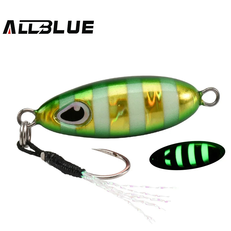 ALLBLUE Slow Drop 7G 10G 15G Micro Cast Metal Jig Shore Casting Jigging Spoon Saltwater Fishing Lure Artificial Bait Tackle
