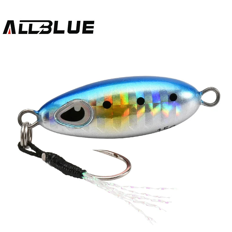ALLBLUE Slow Drop 7G 10G 15G Micro Cast Metal Jig Shore Casting Jigging Spoon Saltwater Fishing Lure Artificial Bait Tackle