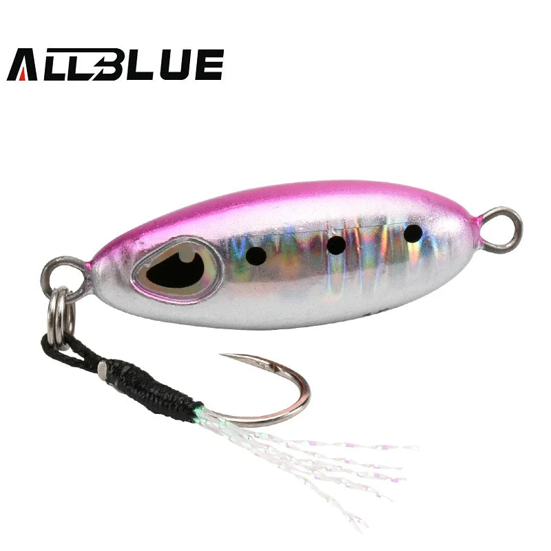 ALLBLUE Slow Drop 7G 10G 15G Micro Cast Metal Jig Shore Casting Jigging Spoon Saltwater Fishing Lure Artificial Bait Tackle