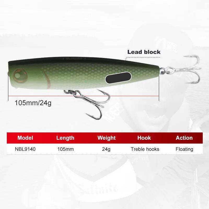 NOEBY 3Pcs Popper Lures Set – 105mm Topwater Action - Fish & Cheaps | Fishing & Outdoor Gear