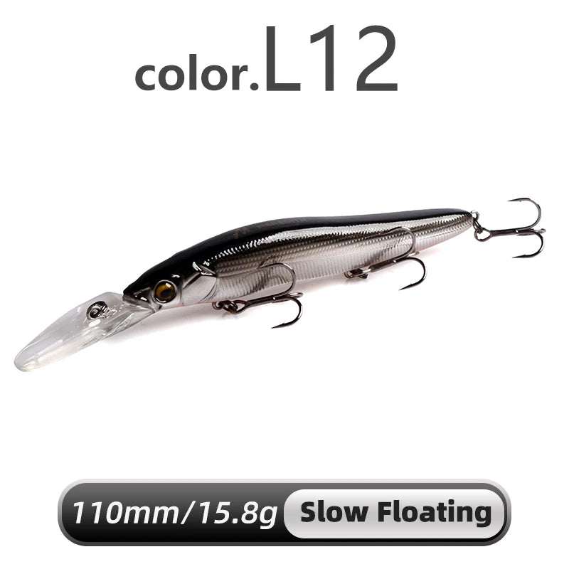 MEREDITH Minnow Wobbler Fishing Lures 110mm Artificial Hard Bait Depth 0-3m bait Jerk Bass Pike Baits Slow Sinking or Flaoting