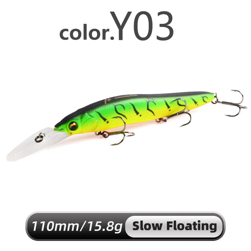 MEREDITH Minnow Wobbler Fishing Lures 110mm Artificial Hard Bait Depth 0-3m bait Jerk Bass Pike Baits Slow Sinking or Flaoting