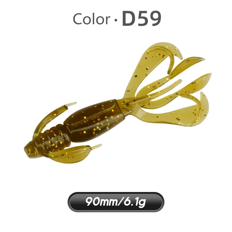 MEREDITH Fishing Lures Crazy Flapper 90mm/6.1g 10pc/Lot Craws Soft Lures Fishing Soft Bait Shrimp Bass Bait Peche Gear