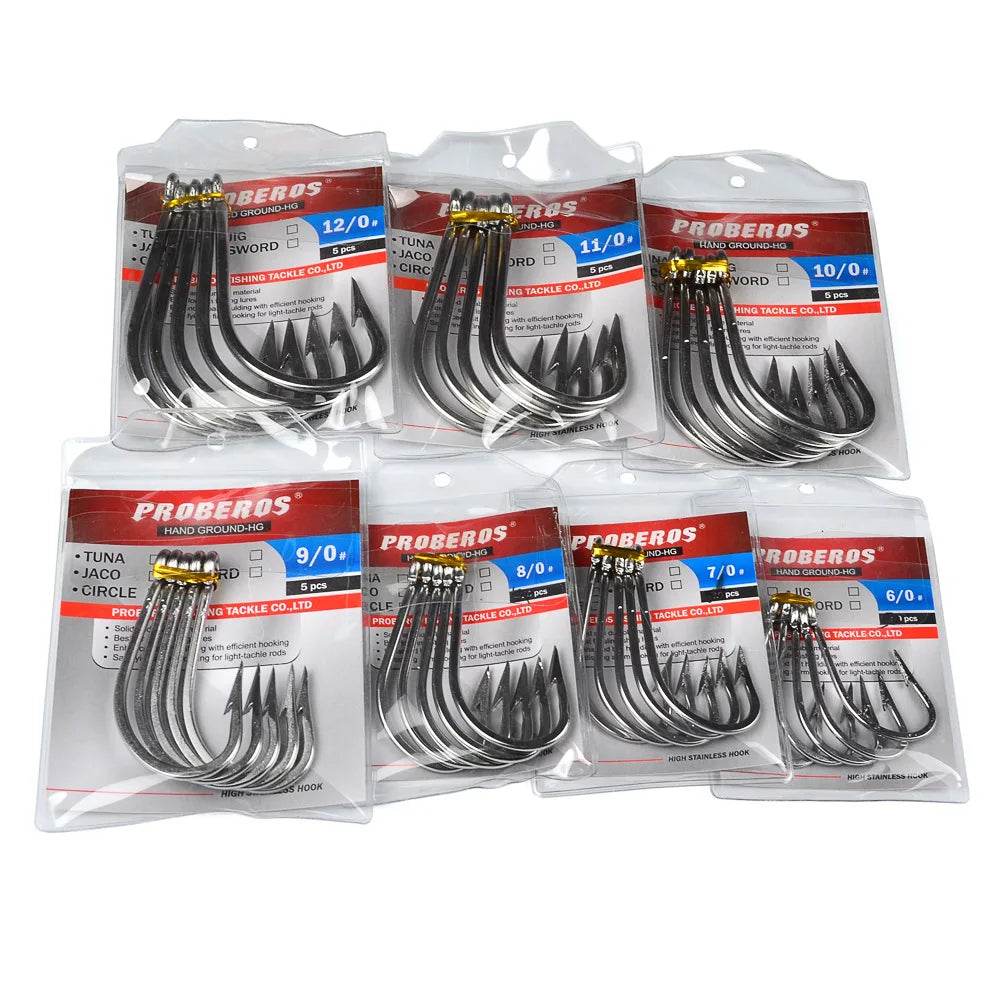 PROBEROS Barbed Circle Hook Set – 5pcs Stainless Jig Hooks - Fish & Cheaps | Fishing & Outdoor Gear