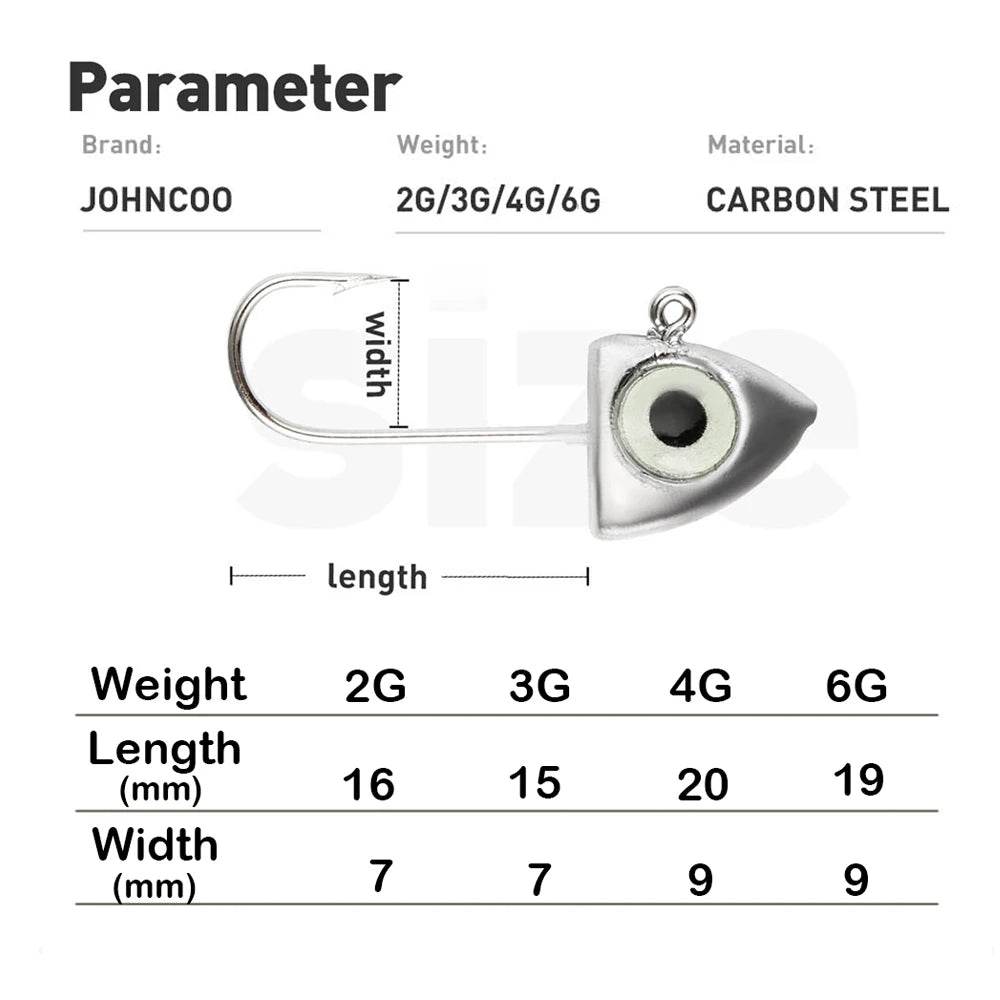 JOHNCOO Luminous 3D Eye Jig Heads – 8 Pack - Fish & Cheaps | Fishing & Outdoor Gear