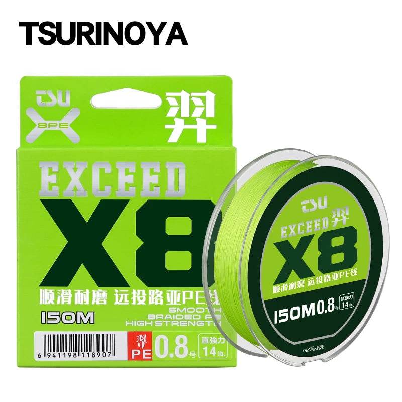 TSURINOYA EXCEED 8-Strand 150m PE Braided Line - Fish & Cheaps | Fishing & Outdoor Gear