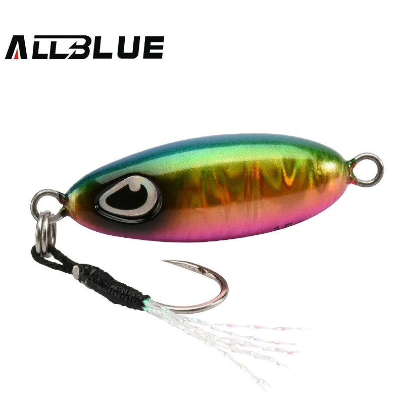 ALLBLUE Slow Drop 7G 10G 15G Micro Cast Metal Jig Shore Casting Jigging Spoon Saltwater Fishing Lure Artificial Bait Tackle