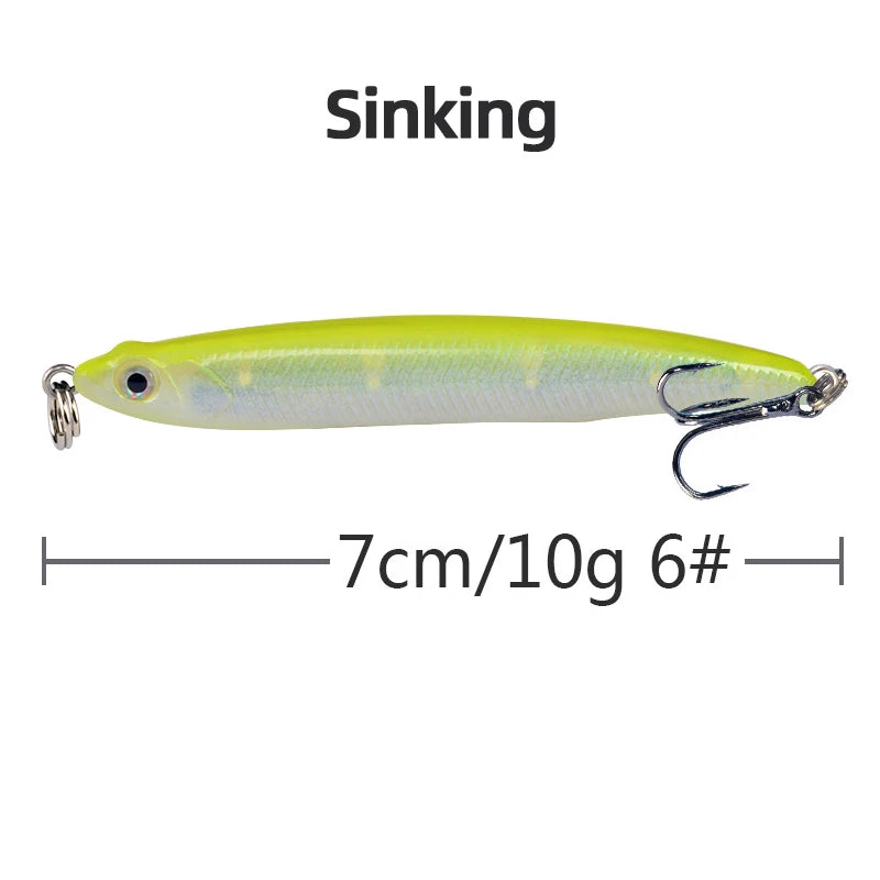 1pcs High Quality Thrill Stick Fishing Lure 8.1g 10g Sinking Pencil Long Casting Shad Minnow Artificial Bait Pike Lures