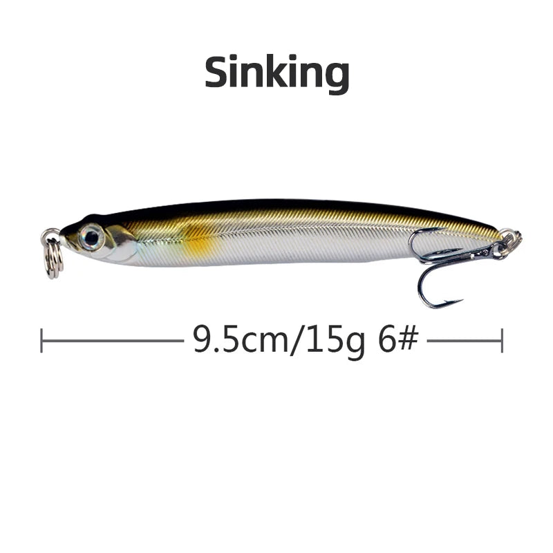 1pcs High Quality Thrill Stick Fishing Lure 8.1g 10g Sinking Pencil Long Casting Shad Minnow Artificial Bait Pike Lures