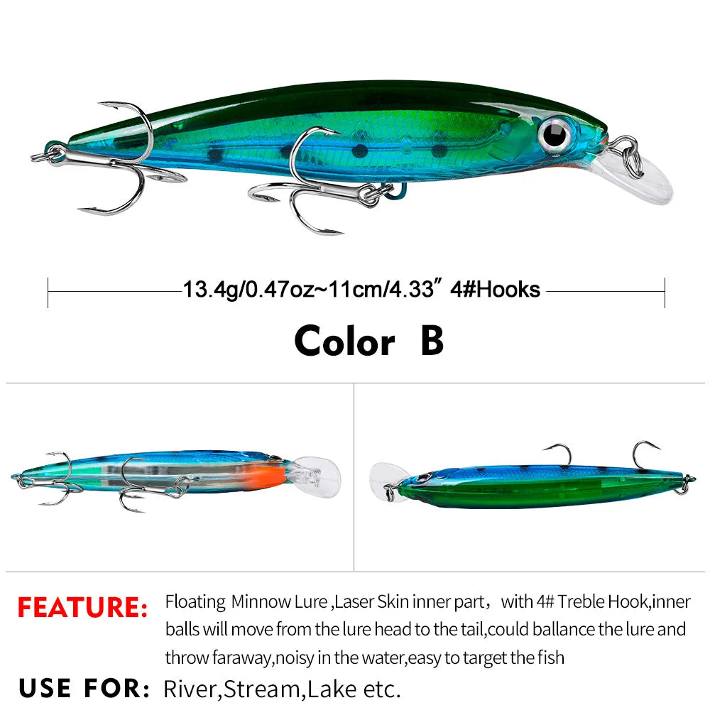 13.4g11cm Swimbaits Bass Big Fish Crankbaits Fishing Lure  Floating Depth: 0.6-1.8m Wobblers for Pike Minnow Lure Fishing Tackle