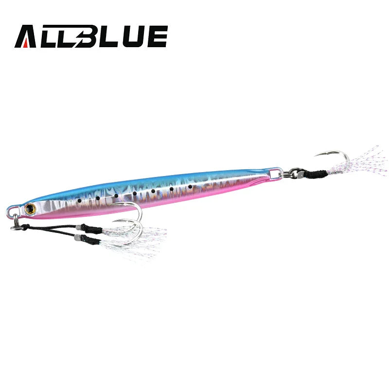 ALLBLUE SLOWER Long Metal Jig Fishing Lure Slow Cast Jigging Spoon 20G 30G 40G 60G Artificial Shore Metal Bait Sea Tackle
