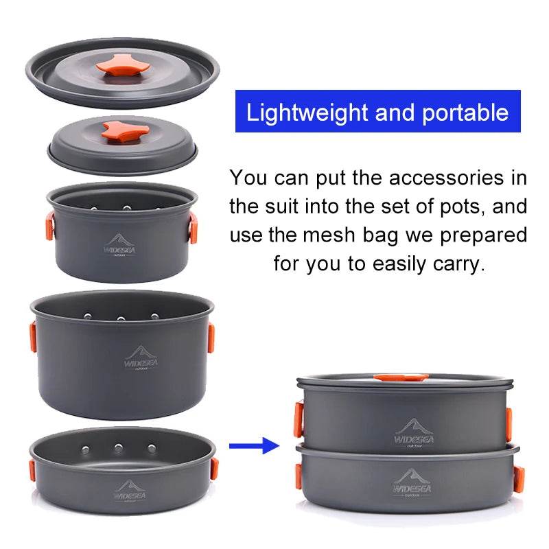 Widesea Three-Person Aluminium Alloy Camping Cookware Set - Fish & Cheaps | Fishing & Outdoor Gear