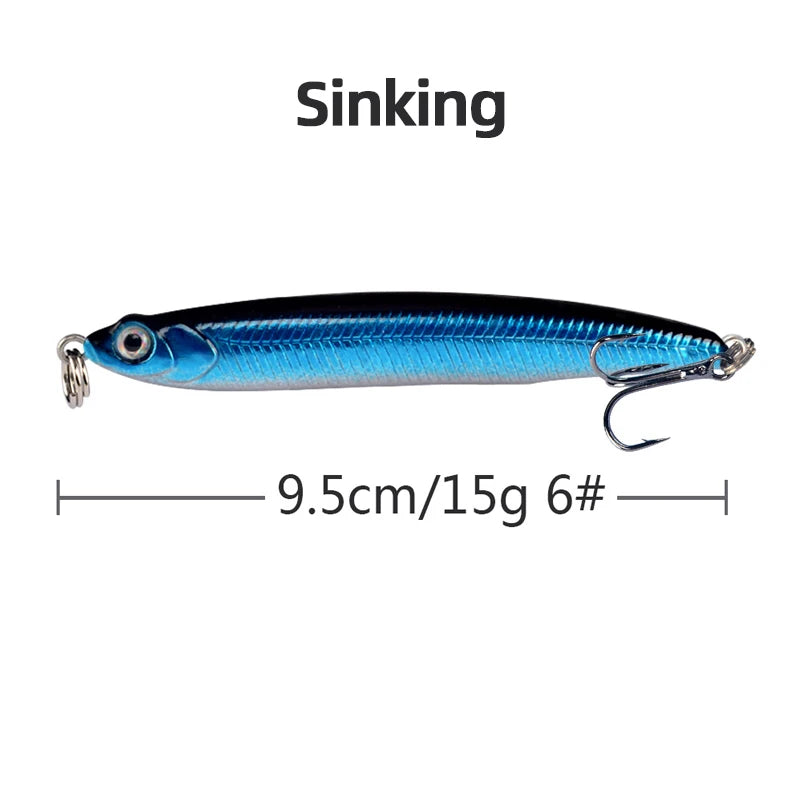 1pcs High Quality Thrill Stick Fishing Lure 8.1g 10g Sinking Pencil Long Casting Shad Minnow Artificial Bait Pike Lures