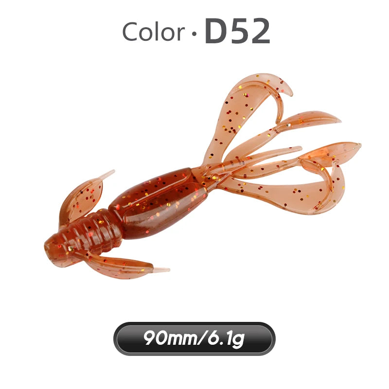 MEREDITH Fishing Lures Crazy Flapper 90mm/6.1g 10pc/Lot Craws Soft Lures Fishing Soft Bait Shrimp Bass Bait Peche Gear