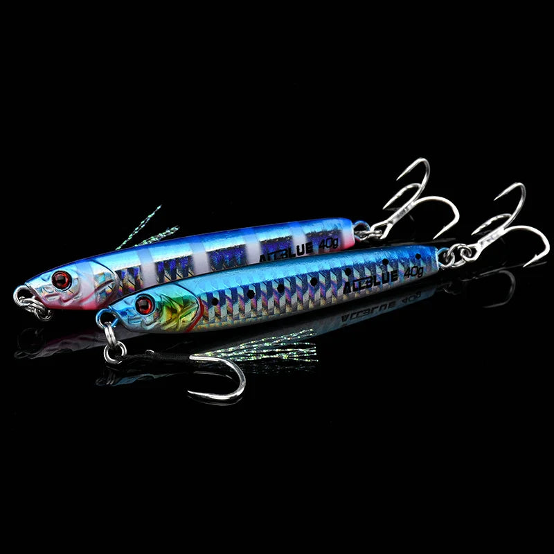 ALLBLUE 3D Minnow Metal Casting Jig Spoon 20G 40G Off Shore Drag Cast Jigging Artificial Bait Sea Bass Lure Fishing Tackle