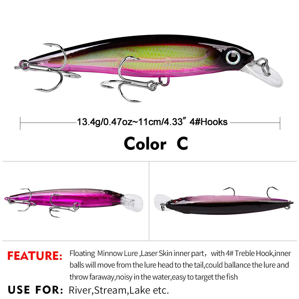 13.4g11cm Swimbaits Bass Big Fish Crankbaits Fishing Lure  Floating Depth: 0.6-1.8m Wobblers for Pike Minnow Lure Fishing Tackle
